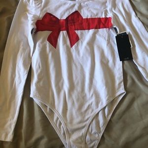Chemistry bodysuit: Christmas bow